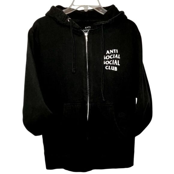 Anti Social Social Club Full Zip Hoodie in Black/White Men’s S - Picture 3 of 6